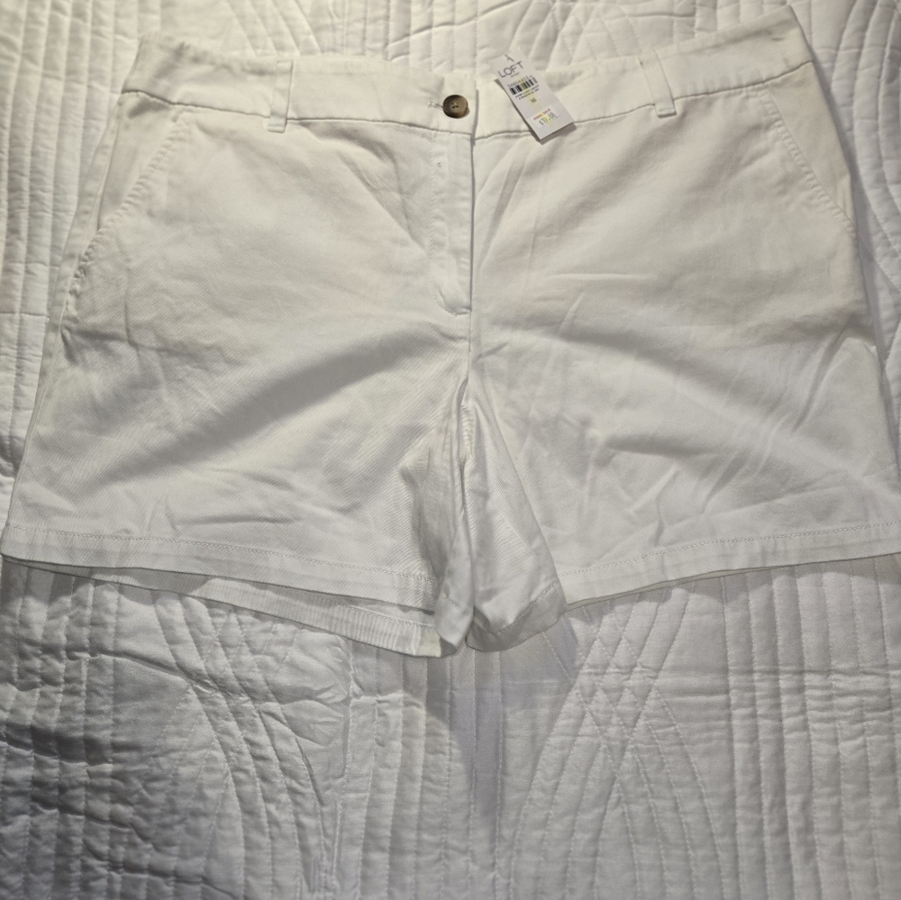 Loft White Shorts. White With Zipper.  Women's Size 16. BNWT